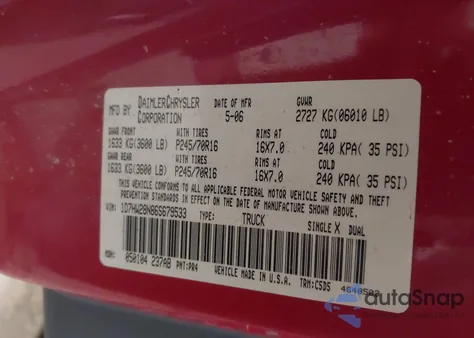 2006 Dodge Dakota St from USA, damaged, VIN 1D7HW28N86S679533